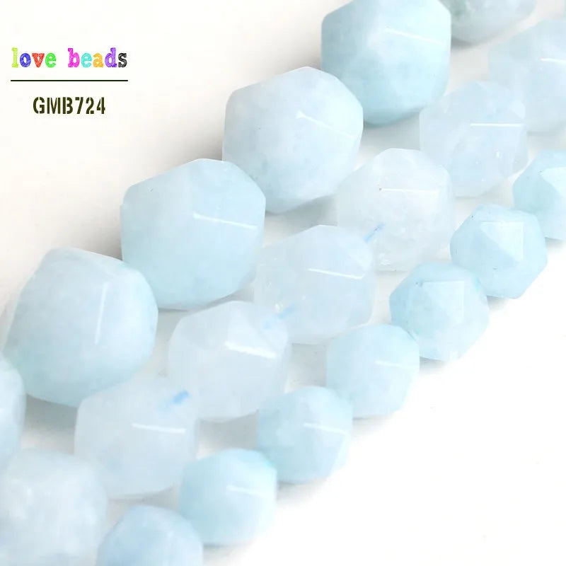 Faceted Aquamarine Natural Stone Beads 6/8/10mm