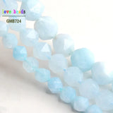 Faceted Aquamarine Natural Stone Beads 6/8/10mm
