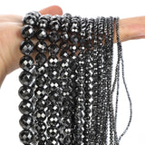 Faceted Hematite Round Loose Beads for Jewelry Making 2/3/6/8/10/12mm