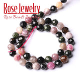 Colorful Tourmaline Faceted Loose Beads for Jewelry Making 15''