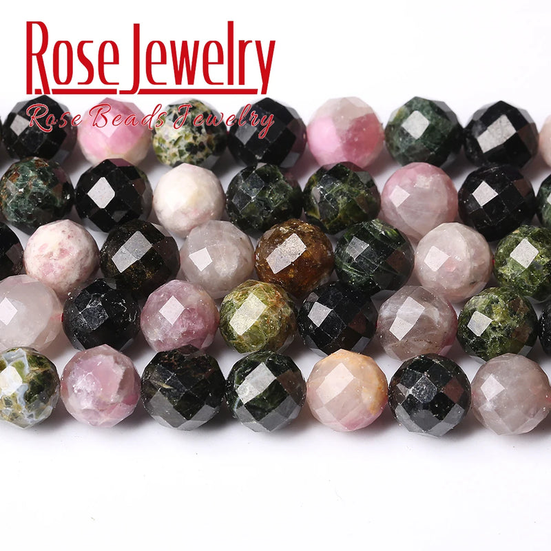 Colorful Tourmaline Faceted Loose Beads for Jewelry Making 15''