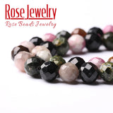 Colorful Tourmaline Faceted Loose Beads for Jewelry Making 15''
