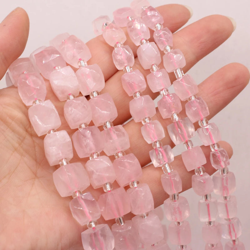 Faceted Cube Stone Beads: Rose Quartz, Amethyst, Citrine - Reiki Healing