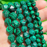 Faceted Green Malachite Loose Spacer Bead 15'' for Jewelry Making 6 8 10mm