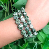 Faceted Green Spot Jaspers Natural Stone Beads 15''inches