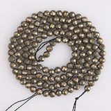 Faceted Iron Pyrite Loose Beads 2 3 4 5mm For Jewelry Making