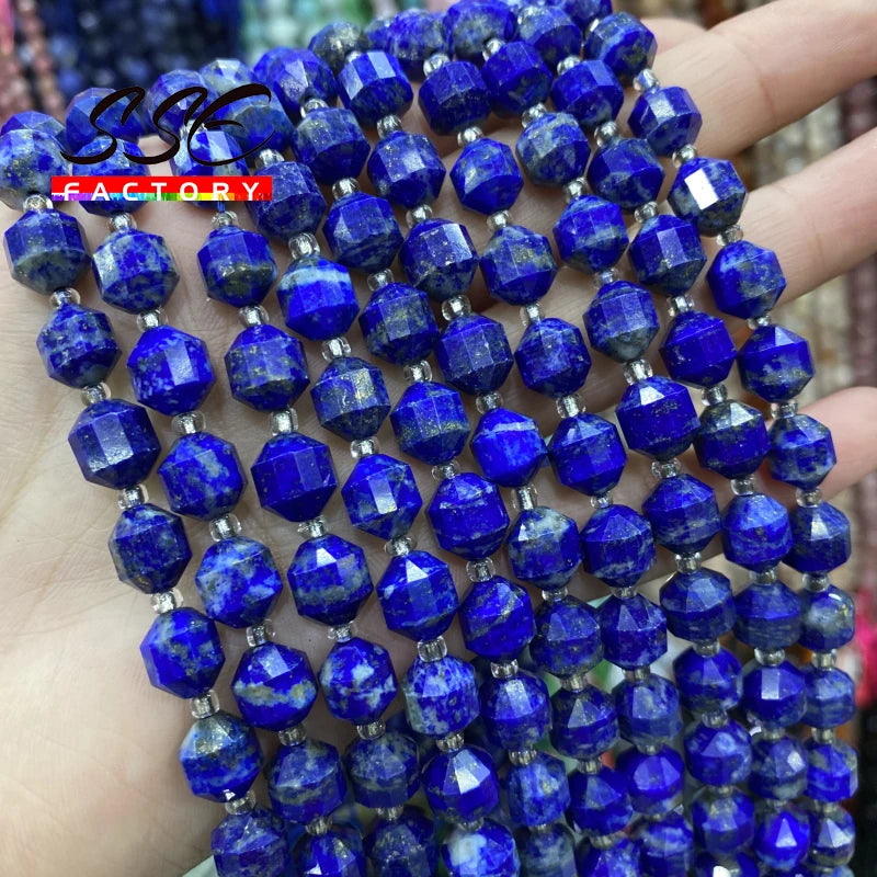 Faceted Lapis Lazuli Round Stone Beads 8mm 15''