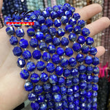 Faceted Lapis Lazuli Round Stone Beads 8mm 15''