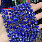Faceted Lapis Lazuli Round Stone Beads 8mm 15''