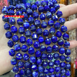 Faceted Lapis Lazuli Round Stone Beads 8mm 15''