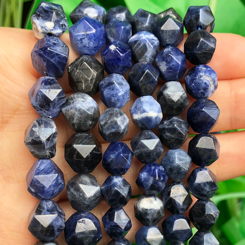Faceted Old Sodalite Natural Stone Beads for Bracelet Making 15''