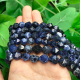 Faceted Old Sodalite Natural Stone Beads for Bracelet Making 15''
