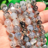Faceted Dragon Veins Agate Stone Beads for Jewelry Making