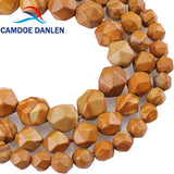 Faceted Wood Stripe Stone Beads 6 8 10MM - DIY Bracelets Jewelry Making