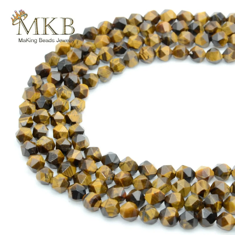 Faceted Yellow Tiger Eye Beads 6mm 8mm 10mm Gem Spacer Beads DIY Bracelet