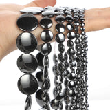 Natural Hematite Stone Beads Flat Round Spacer for Jewelry Making DIY Bracelets