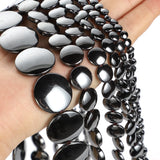 Natural Hematite Stone Beads Flat Round Spacer for Jewelry Making DIY Bracelets