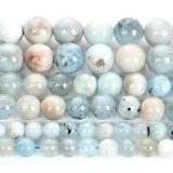 Aquamarine Round Natural Stone Beads 4-12 MM