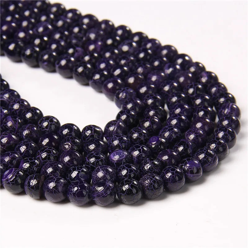 Cracked Dream Fire Dragon Veins Agates Beads 15'' 6/8/10mm