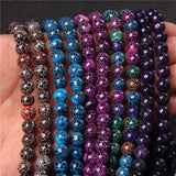Cracked Dream Fire Dragon Veins Agates Beads 15'' 6/8/10mm
