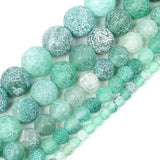 Frost Green Dragon Veins Agates Beads For Jewelry Making DIY Bracelets