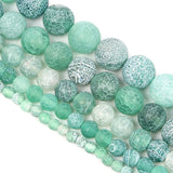 Frost Green Dragon Veins Agates Beads For Jewelry Making DIY Bracelets