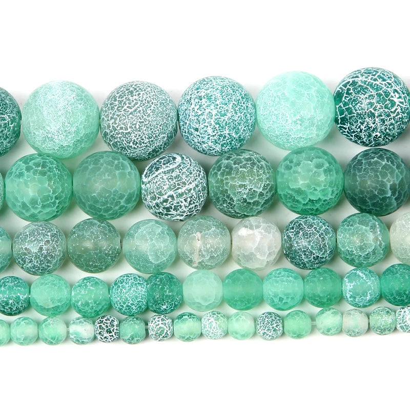 Frost Green Dragon Veins Agates Beads For Jewelry Making DIY Bracelets