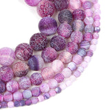 Purple Cracked Agate Round Loose Beads for Jewelry Making DIY Bracelet