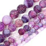 Purple Cracked Agate Round Loose Beads for Jewelry Making DIY Bracelet