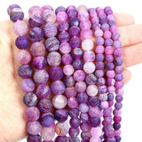 Purple Cracked Agate Round Loose Beads for Jewelry Making DIY Bracelet