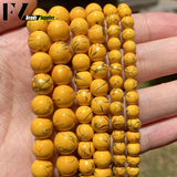 Yellow Turquoises Round Loose Beads For Jewelry Making