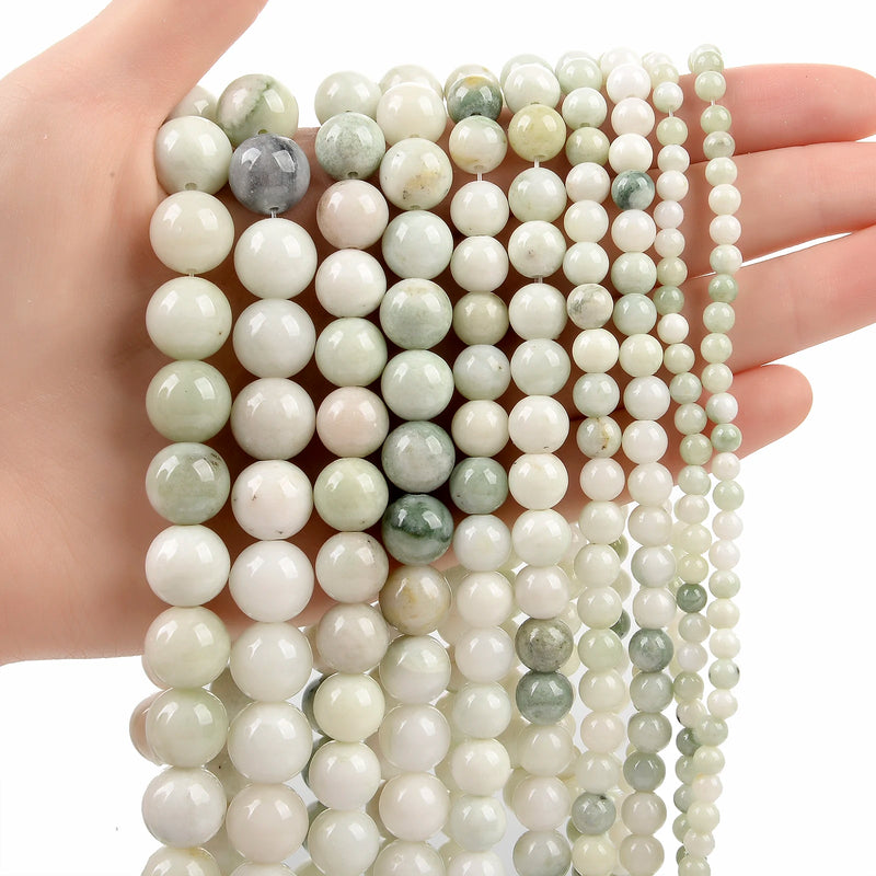 Grass Jade Round Spacer Beads for Jewelry Making DIY Bracelet