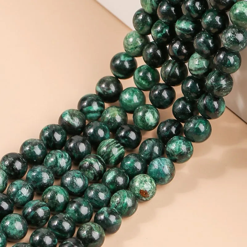 Green Chlorite Round Stone Beads for DIY Jewelry Making 4-12MM