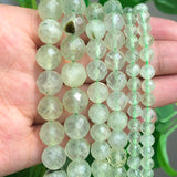 Green Prehnite Jades Faceted Round Beads 6 8 10mm