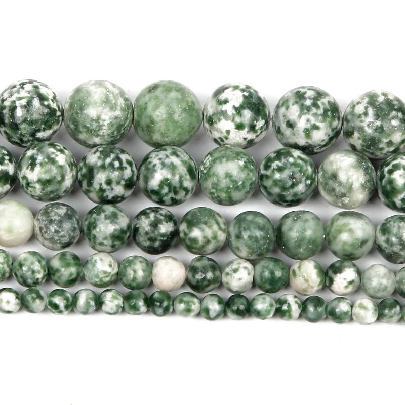 Green Spot Charm Natural Stone Beads for Jewelry Making DIY Bracelet 4-12 MM