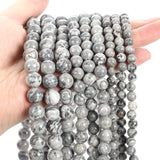 Grey Map Stone Round Beads for Jewelry Making DIY Accessories