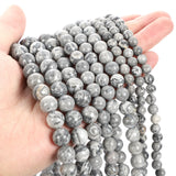 Grey Map Stone Round Beads for Jewelry Making DIY Accessories