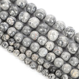 Grey Map Stone Round Beads for Jewelry Making DIY Accessories
