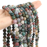 Indian Agate Charm Round Loose Beads For Jewelry Making 4-12MM