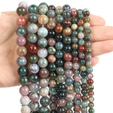 Indian Agate Charm Round Loose Beads For Jewelry Making 4-12MM