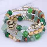 Stone Beads Layer Bracelet with Flower Pendant