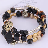 Stone Beads Layer Bracelet with Flower Pendant