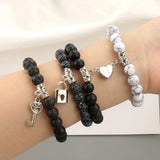 Natural Stone Beads Kit Howlite Tiger Eye Agata Sets DIY Couples Charms Bracelet