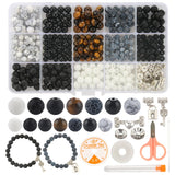 Natural Stone Beads Kit Howlite Tiger Eye Agata Sets DIY Couples Charms Bracelet
