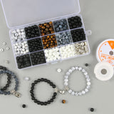 Natural Stone Beads Kit Howlite Tiger Eye Agata Sets DIY Couples Charms Bracelet