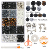 Natural Stone Beads Kit Howlite Tiger Eye Agata Sets DIY Couples Charms Bracelet