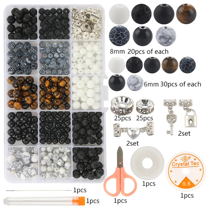 Natural Stone Beads Kit for DIY Couples Distance Bracelet