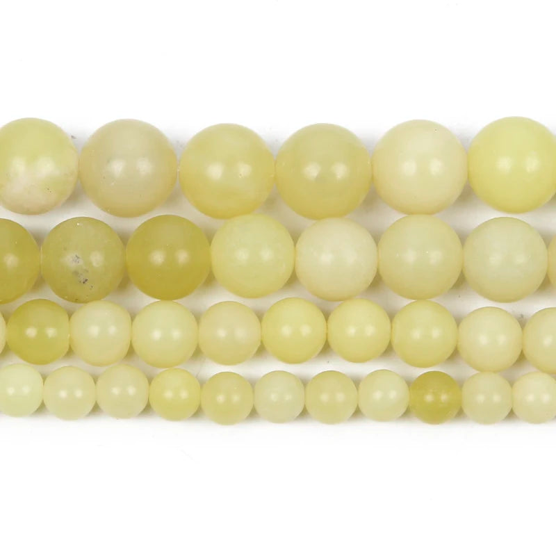 Natural Stone Beads Lemon Jade Chalcedony Round Loose Beads 4-1