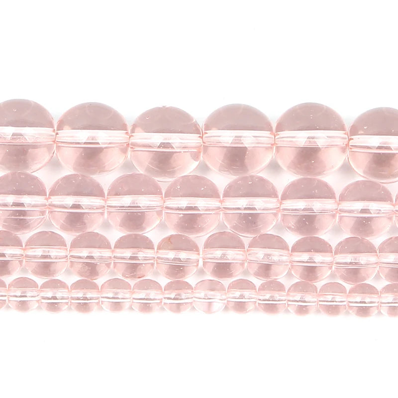 Pink Glass Charm Round Beads for Jewelry Making DIY