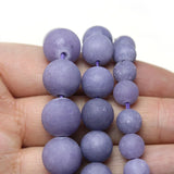 Matte Frosted Lavender Chalcedony Round Loose Beads 4/6/8/10/12mm